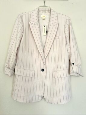 Anthropologie light Cream Pinstripe Single-Button Blazer